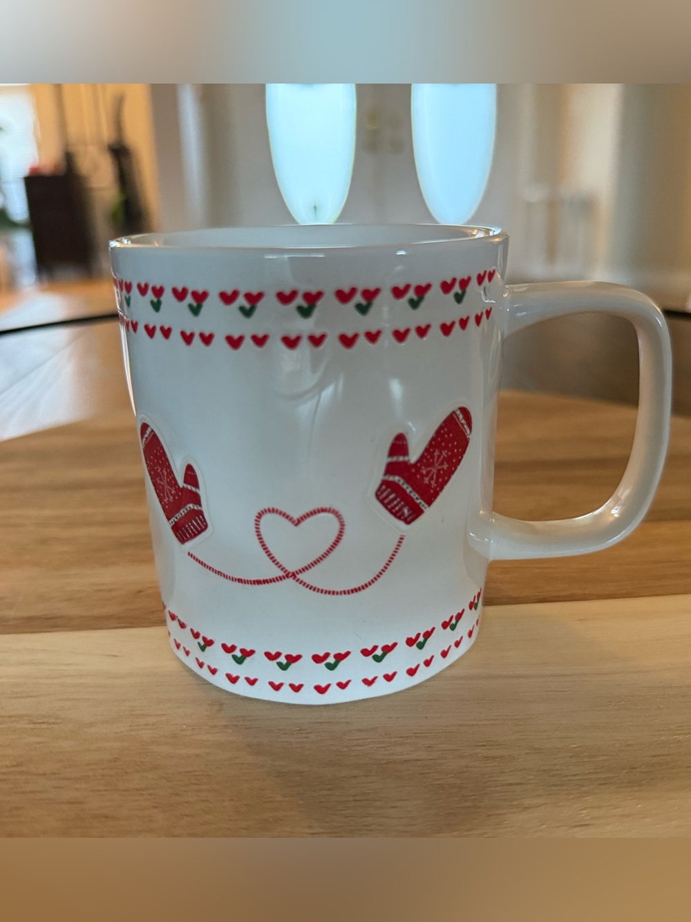 Stonewall Kitchen Christmas Mittens Heart Ceramic Coffee Mug Holiday Cocoa Cup